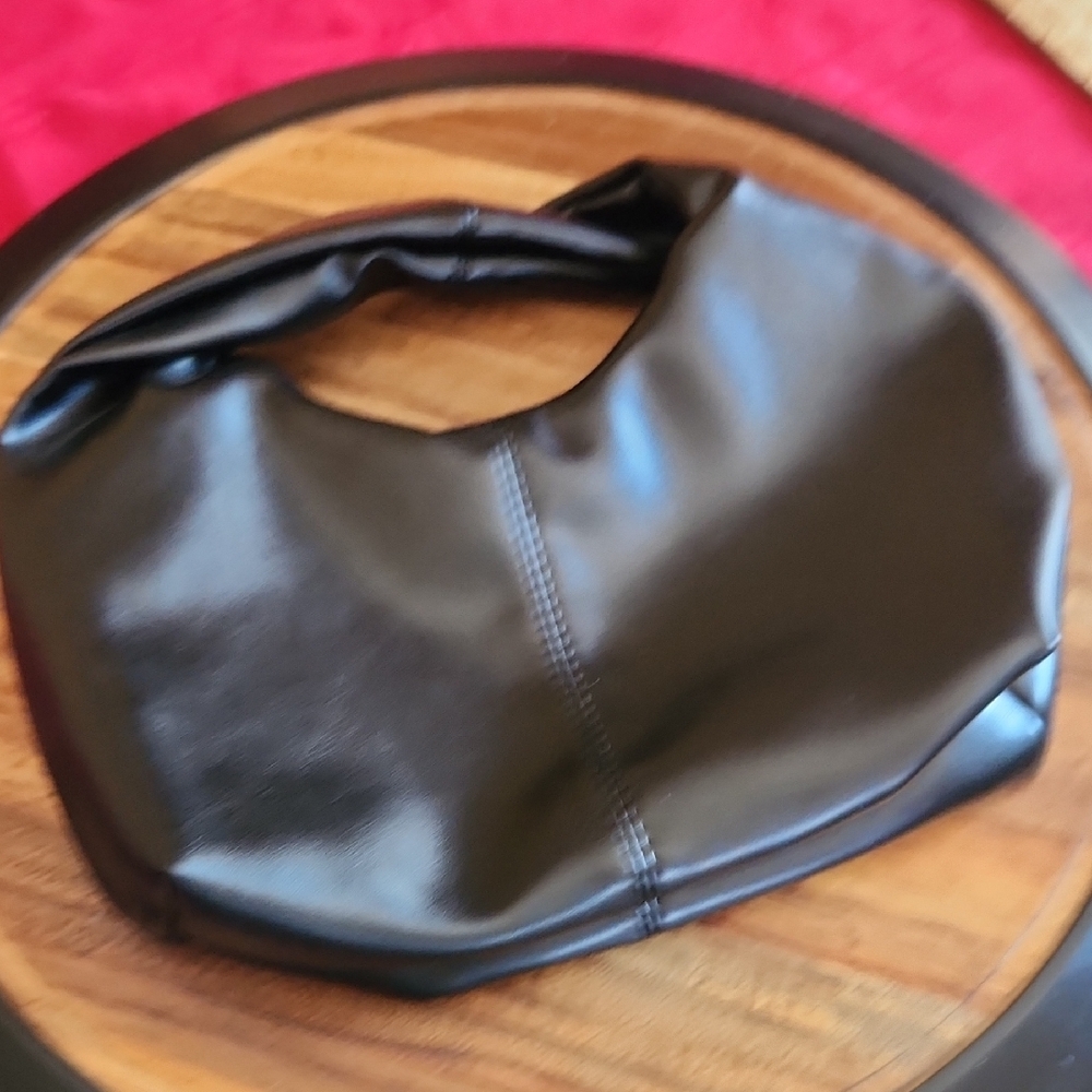 Black Faux Leather Handbag